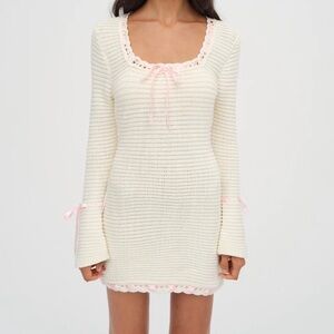 For Love And Lemons Cream and Pink Mini Dress